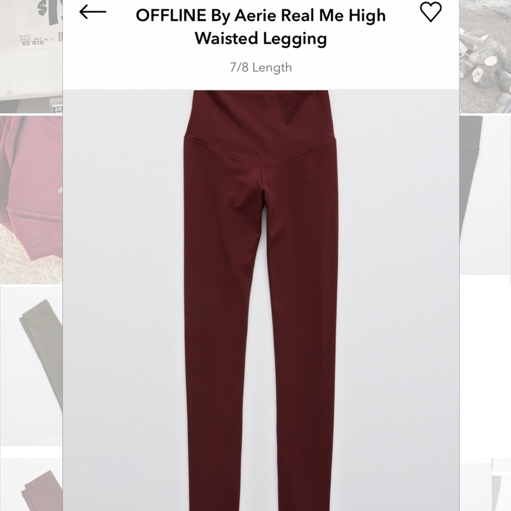 Aerie offline high waisted leggings in maroon-size medium